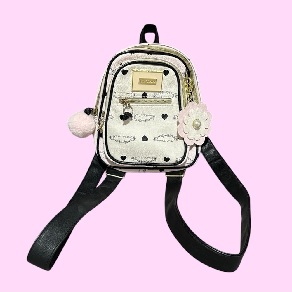Betsey Johnson Baby Pink and Black Mini Backpack